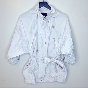 Cole Haan Pearl Windbreaker‎ Tie Belt Hooded Jacket Size S